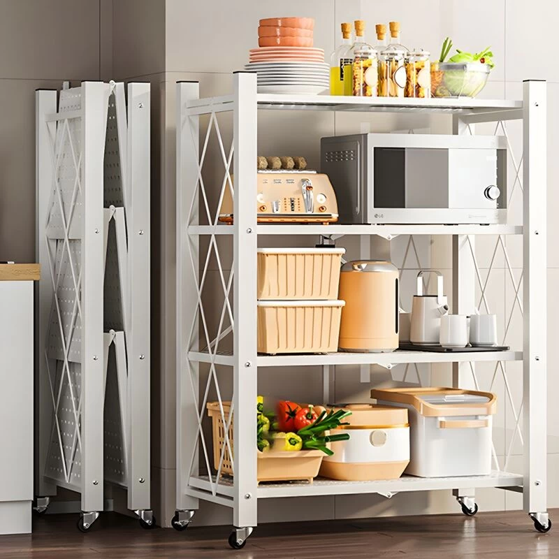 Kệ Thép Gấp Gọn, Kệ Bếp Đa Năng 4 Tầng Màu Trắng | Nội Thất Kaga Thương Hiệu Nội Thất Hiện Đại