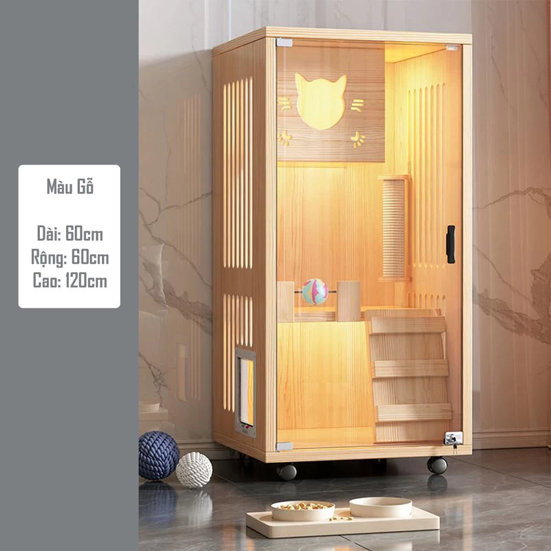 Nhà/ Villa Cho Thú Cưng Bằng Gỗ Chắc Chắn Màu Gỗ Phối Trắng | Nội Thất Kaga Thương Hiệu Nội Thất Hiện Đại