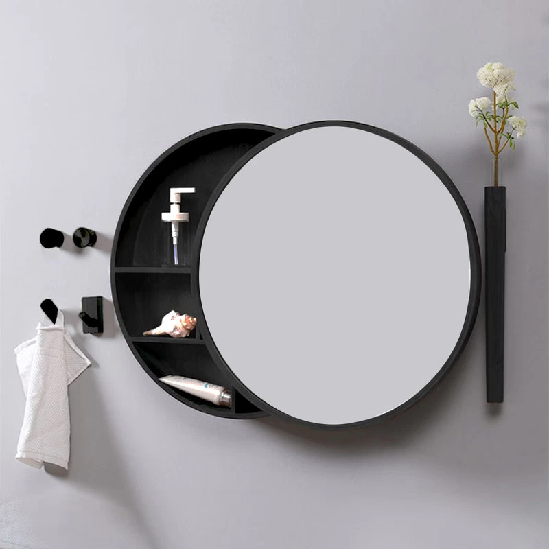 Tủ Gương Phòng Tắm Có Kệ Lưu Trữ Hình Tròn Màu Xám | Nội Thất Kaga Thương Hiệu Nội Thất Hiện Đại