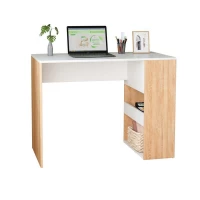 Bàn Học Màu Trắng Phối Vân Gỗ Kết Hợp Kệ Sách Hiện Đại