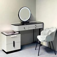 Bàn Trang Điểm Kèm Gương Led Tiện Lợi Phong Cách Châu Âu Màu Trắng