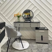 Bàn Trang Điểm Kèm Gương Led Tiện Lợi Phong Cách Châu Âu Màu Xám
