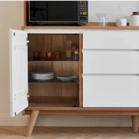 Tủ Bếp Tiện Ích Được Kết Hợp Từ Phong Cách Tối Giản Của Ngăn Tủ Và Cửa Kính