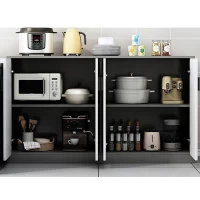 Tủ Bếp Tối Giản 4 Cánh Mở Màu Gỗ