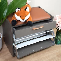 Tủ Giày Mini Cánh Lật 3 Ngăn Màu Xám