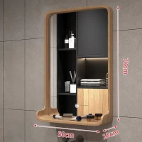 Tủ Gương Phòng Tắm Hình Chữ Nhật Treo Tường Màu Gỗ