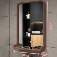 Tủ Gương Phòng Tắm Hình Chữ Nhật Treo Tường Màu Nâu