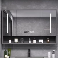 Tủ Gương Phòng Tắm Treo Tường Có Đèn Led Màu Xám