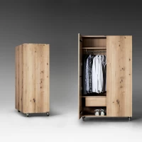 Tủ Quần Áo Cánh Mở Và Kệ 5 Tầng Cạnh Bên Tiện Dụng