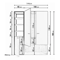 Tủ Quần Áo Kết Hợp Kệ Trang Trí Và Hộc Tủ Hiện Đại