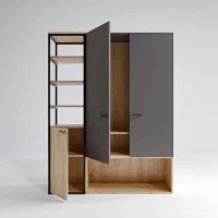 Tủ Quần Áo Kết Hợp Kệ Trang Trí Và Hộc Tủ Hiện Đại