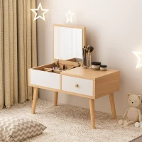 Tủ Trang Điểm Mini Tiện Lợi Có Gương Gấp Gọn Màu Gỗ