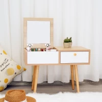 Tủ Trang Điểm Mini Tiện Lợi Có Gương Gấp Gọn Màu Gỗ