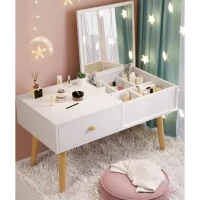 Tủ Trang Điểm Mini Tiện Lợi Có Gương Gấp Gọn Màu Trắng